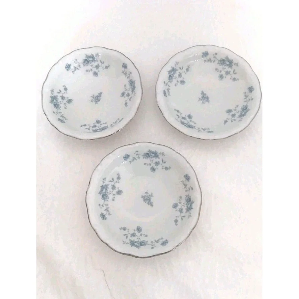 HAVILAND Johann Blue Garland Rimmed Berry Bowls Bavaria Germany Set of 3